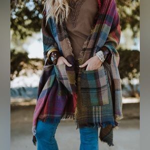 Plaid wrap sweater
